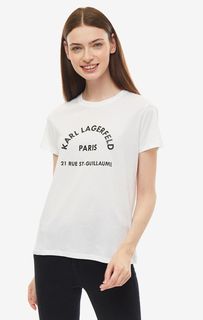 Футболка из хлопка белого цвета с принтом Karl Lagerfeld