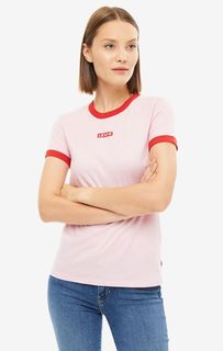 Розовая хлопковая футболка с контрастными вставками Levis®