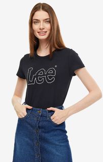Хлопковая футболка с логотипом бренда Lee