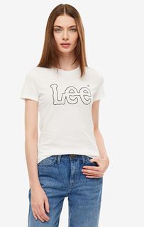 Хлопковая футболка с логотипом бренда Lee