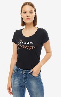 Черная хлопковая футболка с короткими рукавами Armani Exchange