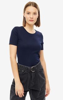 Хлопковая футболка синего цвета United Colors of Benetton