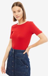 Хлопковая футболка красного цвета United Colors of Benetton