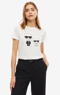 Белая футболка из хлопка с принтом Karl Lagerfeld