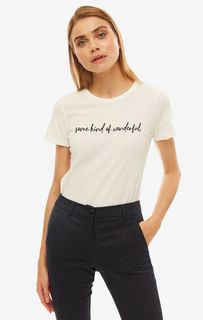 Белая хлопковая футболка с вышивкой Tom Tailor