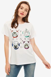 Белая футболка с декоративным принтом Pinko