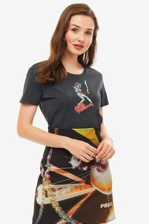 Серая хлопковая футболка с короткими рукавами Pinko