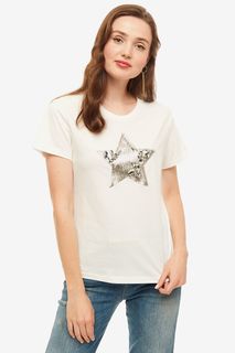 Белая футболка с отделкой камнями Pinko