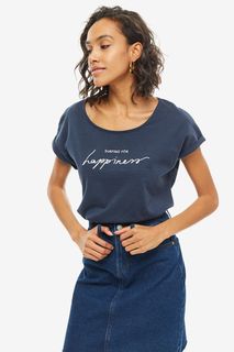 Синяя хлопковая футболка свободного кроя Roxy