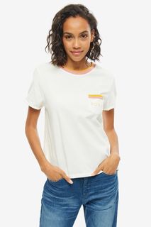 Белая хлопковая футболка с карманом Roxy