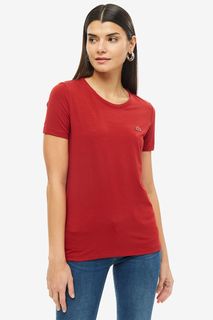Красная хлопковая футболка Lacoste