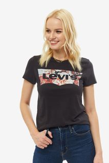 Черная хлопковая футболка с цветочным принтом Levis®