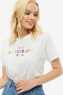 Белая хлопковая футболка с вышивкой Levis®