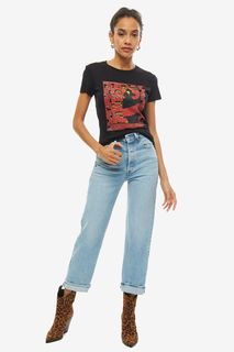 Черная хлопковая футболка с отделкой пайетками Guess