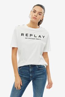 Хлопковая футболка с логотипом бренда Replay
