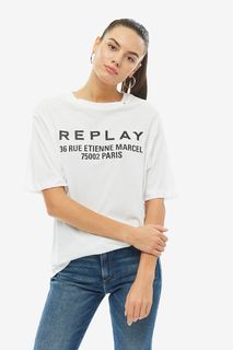 Белая футболка свободного кроя Replay