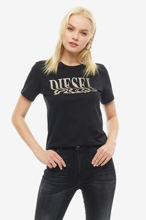 Хлопковая футболка с контрастным принтом Diesel