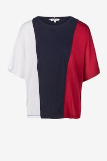 Хлопковая футболка оверсайз с атласными вставками по бокам Tommy Hilfiger