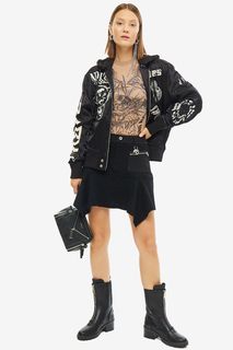 Короткая черная юбка с карманами Diesel