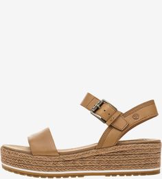 Бежевые кожаные босоножки на платформе Santorini Sun Timberland
