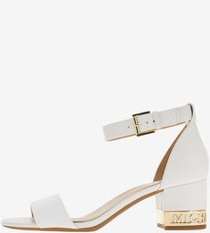 Белые кожаные босоножки на каблуке Michael Michael Kors