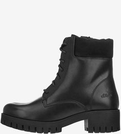 Высокие кожаные ботинки черного цвета S.Oliver