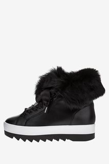 Кожаные ботинки на платформе с меховой отделкой Högl