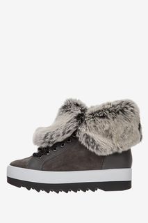 Серые ботинки на платформе с меховой отделкой Högl