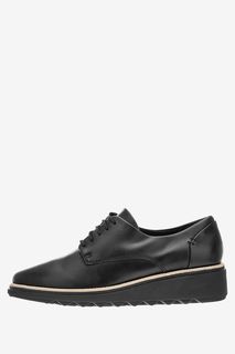 Черные кожаные полуботинки на танкетке Clarks