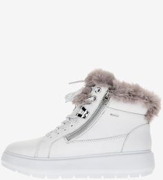 Демисезонные кожаные кеды белого цвета Geox