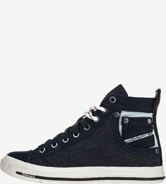 Высокие кеды из хлопка синего цвета Diesel