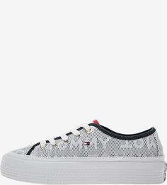 Белые текстильные кеды на платформе Tommy Hilfiger