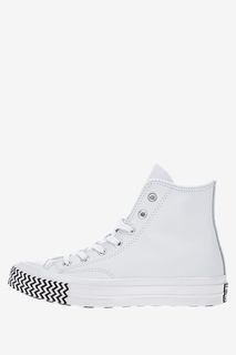 Высокие кожаные кеды белого цвета Converse