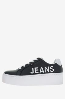 Синие кожаные кеды на платформе Tommy Jeans