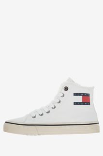 Высокие белые кеды из хлопка Tommy Jeans