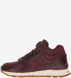Бордовые кроссовки из кожи с текстильными вставками 574 New Balance