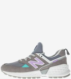 Летние кроссовки серого цвета из текстиля и замши 574 New Balance