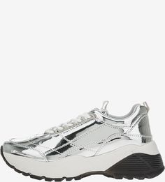 Серебристые кроссовки на танкетке S.Oliver