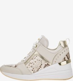 Кожаные кроссовки с животным принтом Georgie Michael Michael Kors