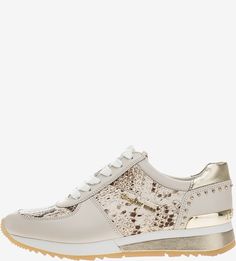 Кожаные кроссовки с металлической отделкой Allie Michael Michael Kors