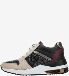 Кроссовки на танкетке с отделкой глиттером Guess