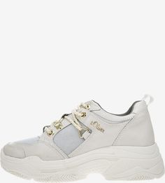 Белые текстильные кроссовки на танкетке S.Oliver