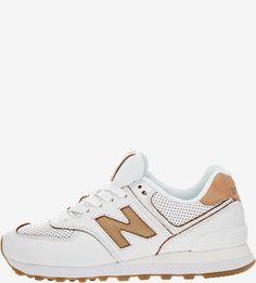 Белые кожаные кроссовки на шнуровке 574 New Balance