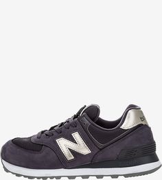 Фиолетовые кроссовки из нубука с текстильными вставками 574 New Balance