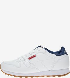 Белые кроссовки с контрастными вставками Skechers