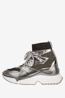 Высокие кроссовки из лаковой кожи и текстиля Karl Lagerfeld