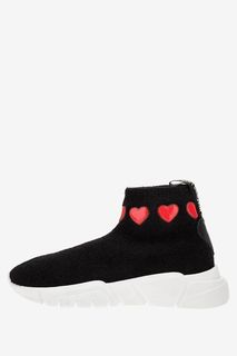 Текстильные кроссовки с контрастными нашивками Love Moschino