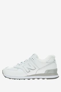 Утепленные белые кожаные кроссовки 574 New Balance