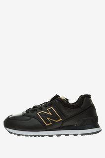 Утепленные черные кожаные кроссовки 574 New Balance