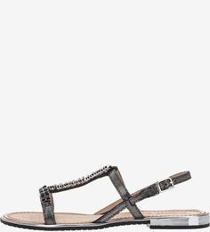 Серебристые кожаные сандалии с отделкой Geox